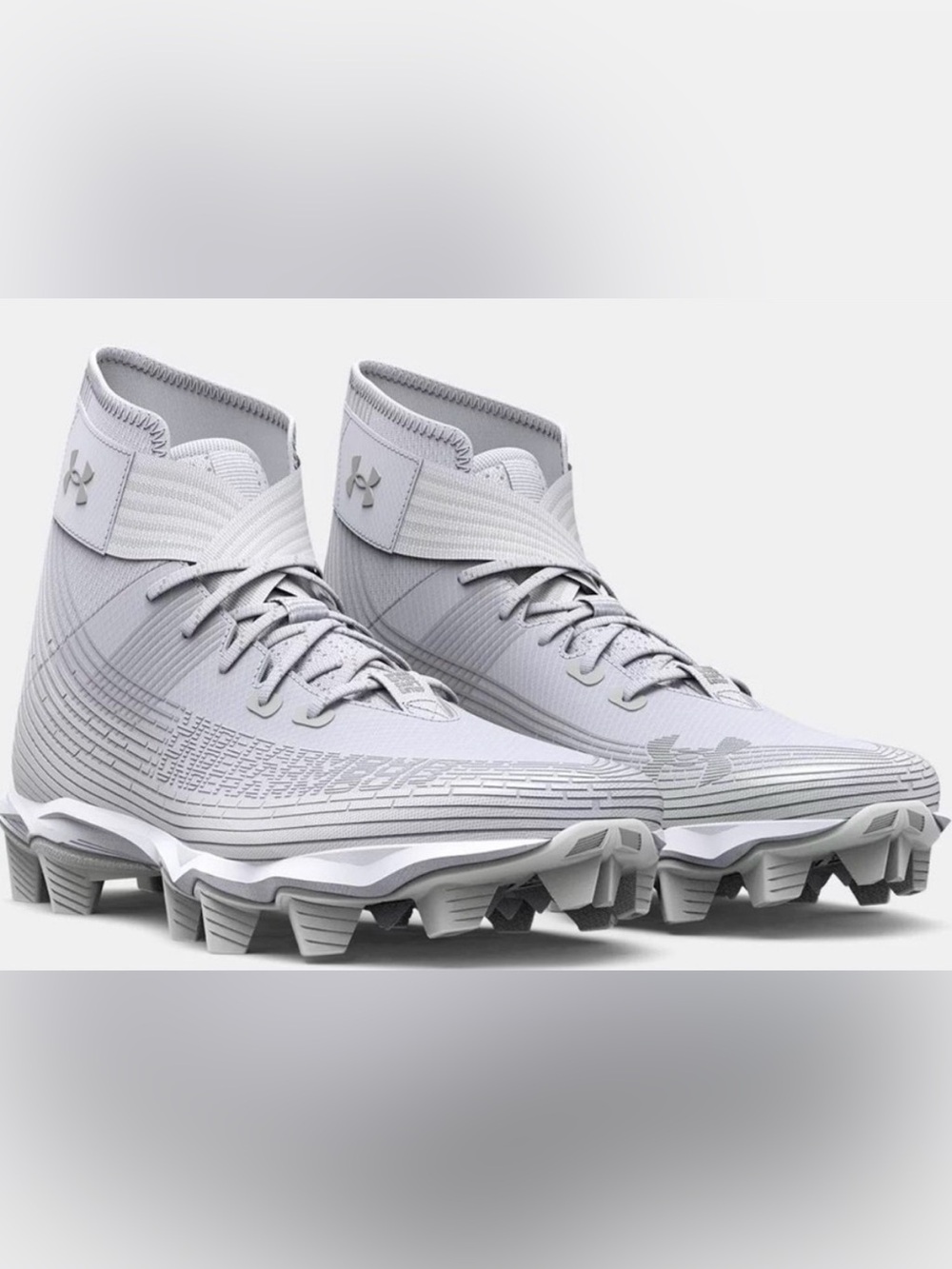 Under Armour Kids White Gray High-Top Cleats
